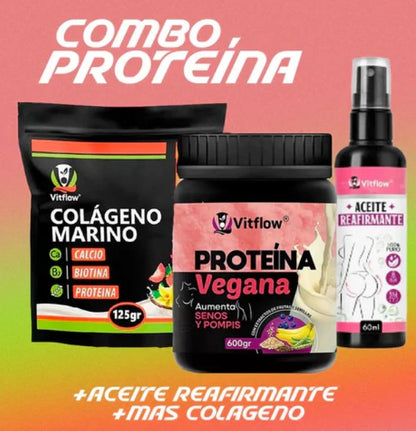 Kit Proteína Vegana™ + Colágeno Marino + Aceite Reafirmante