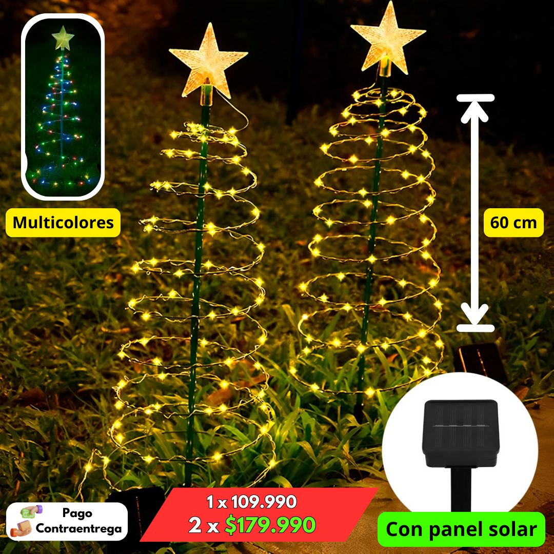 Spiral Glow™ - Árbol de navidad con panel solar en espiral